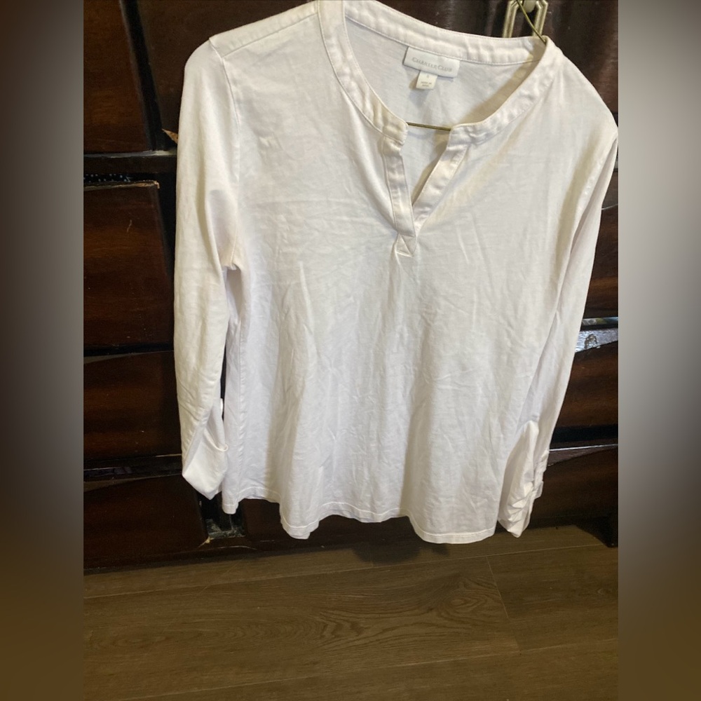 Charter Club Cashmere Sweater Womens Smal White V Neck Long Sleeve Pullover Soft